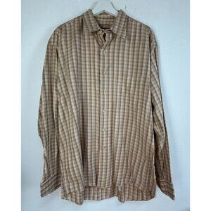 Gitman Bros. Men's Button Down Casual Shirt Long Sleeve Cotton Plaid Brown Sz XL